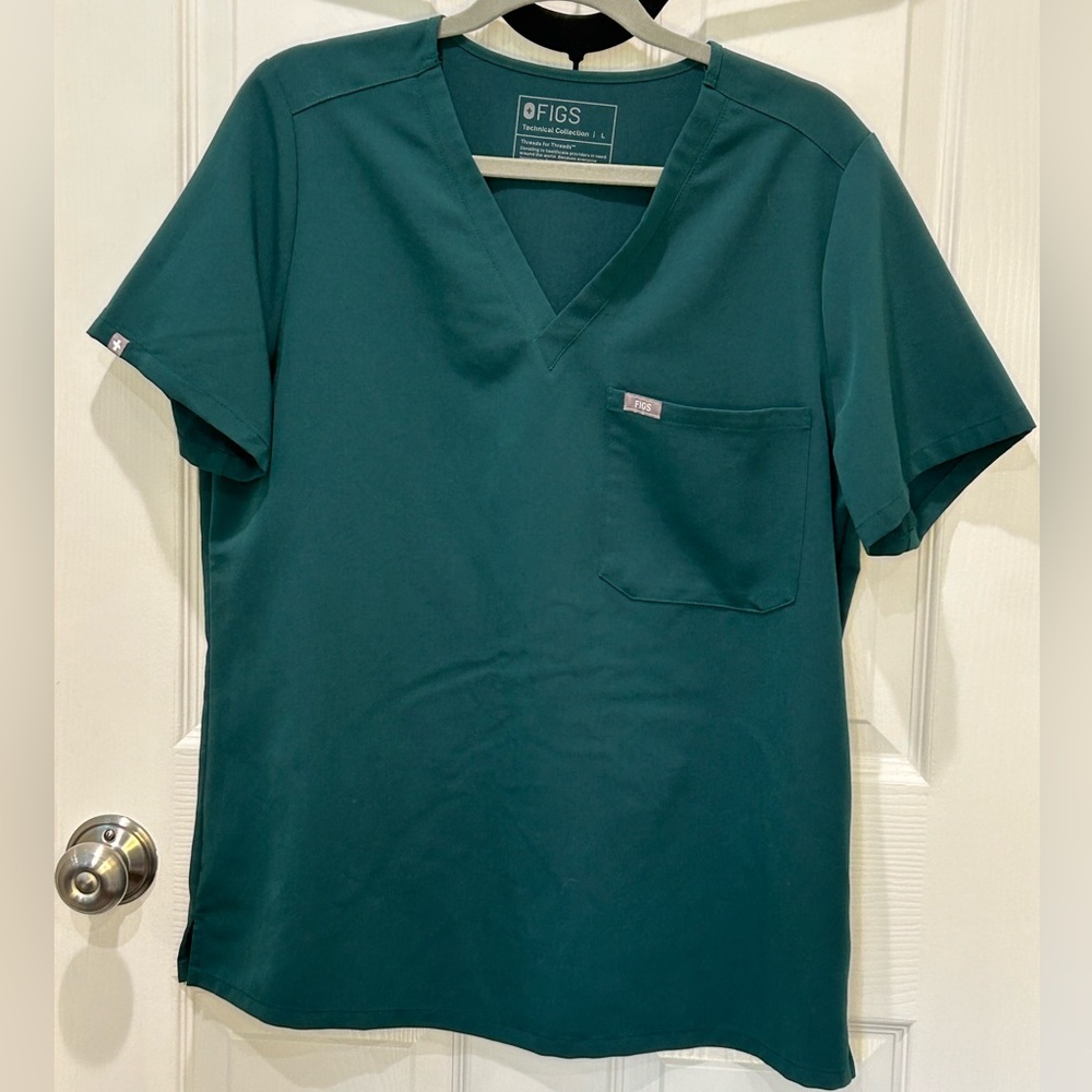 Figs Forest Green Catarina Scrub Top L
